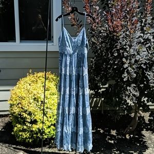 Dusty blue maxi BHLDN dress